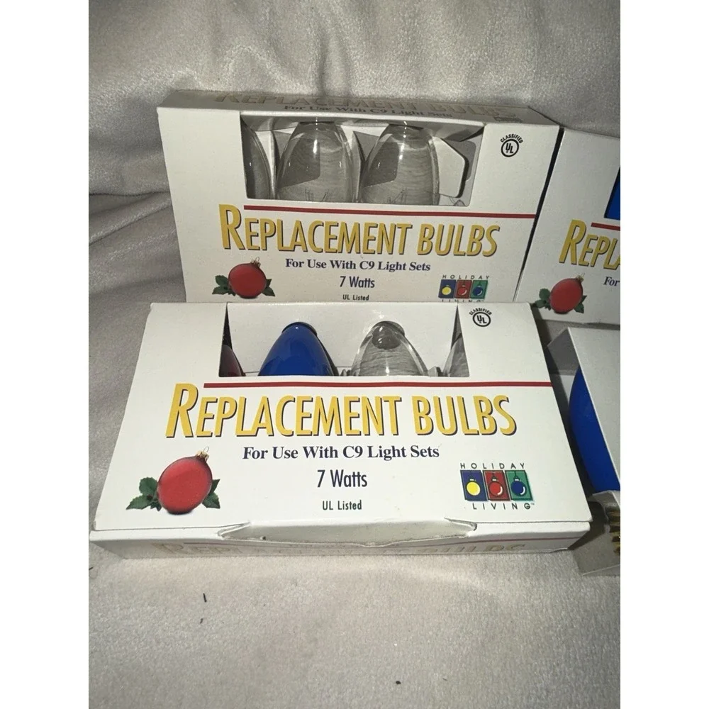 Holiday Living C9 Light Set Replacement Bulbs Multi Color 7 Watts Lot Of 4 Boxes